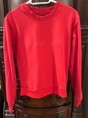 Armani Jeans Bright Red Embossed Logo Crewneck s/m
